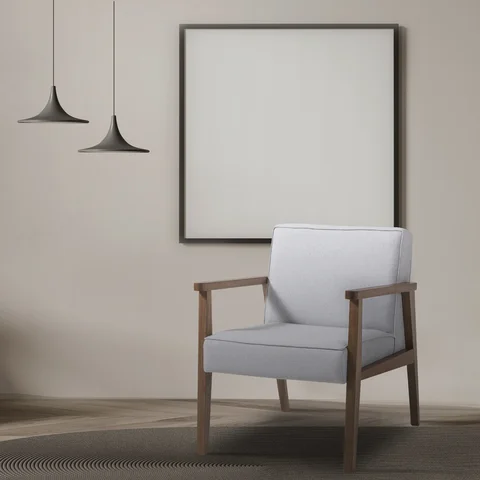 Poltrona Decorativa Madeira Maciça Jequitibá Assento com Persintas Elásticas e Algodão Julia