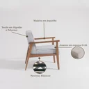 Ver imagem 4 de Poltrona Decorativa Madeira Maciça Jequitibá Assento com Persintas Elásticas e Algodão Julia