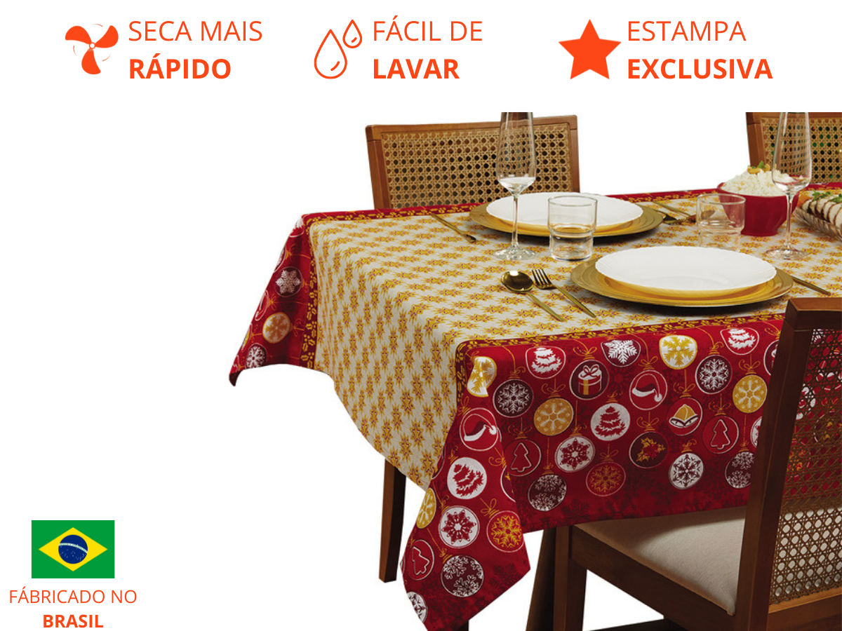 Toalha de Mesa Quadrada Lepper 4 Lugares Natal 1,40m x 1,40m Alegria - 5