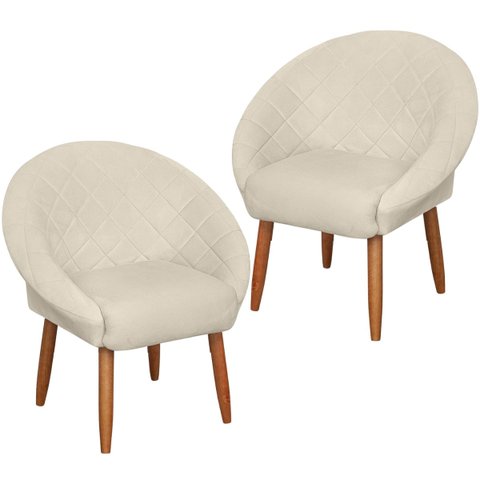 Kit 2 Cadeira Poltronas Resistente para Salão Decorativa Pés de Madeira Resistente Luxo Moblan Decor