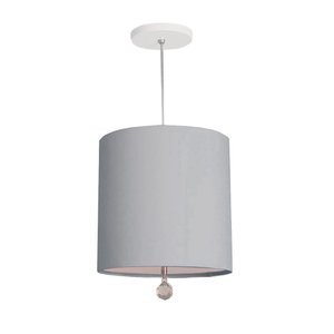 Luminária Pendente Com Cristal Cúpula Cinza 25x25 1E27
