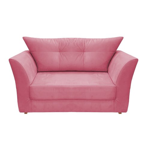 Namoradeira Decorativa Isis Suede Rosa Pés Madeira Ms Decor