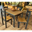 Ver imagem 2 de Conjunto Mesa de Jantar 4 Lugares com 4 Cadeiras em Madeira Maciça Mel/preto - Móveis Britz
