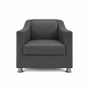 Ver imagem 5 de Kit 3 Poltronas Reforçadas Recepção Barbearia Tecido Corino Cinza
