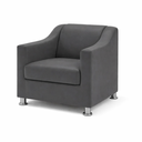 Ver imagem 4 de Kit 3 Poltronas Reforçadas Recepção Barbearia Tecido Corino Cinza
