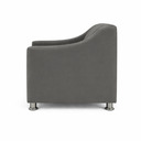 Ver imagem 3 de Kit 3 Poltronas Reforçadas Recepção Barbearia Tecido Corino Cinza