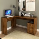 Ver mais imagens de Mesa de Canto para Escritório em L Angular com 2 Gavetas Nogal