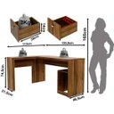Ver imagem 5 de Mesa de Canto para Escritório em L Angular com 2 Gavetas Nogal
