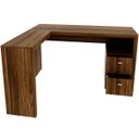 Ver imagem 2 de Mesa de Canto para Escritório em L Angular com 2 Gavetas Nogal
