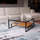 Ver imagem 1 de Mesa de Centro Industrial Moderno Toledo Preto e Tampo Canela Marrom