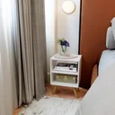 Ver imagem 3 de Mesa de Cabeceira Retro Quarto Sala com Duas Prateleiras