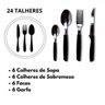 Jogo Talheres Faqueiro 24 Pçs Preto Aço Inox - 4