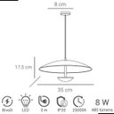 Ver imagem 3 de Pendente Nobile 35cm Led 8w 3000k Bivolt Preto com Dourado