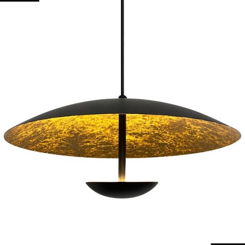 Pendente Nobile 35cm Led 8w 3000k Bivolt Preto com Dourado