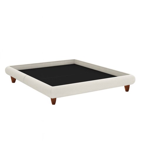 Cama King Japonesa 210cm Pés Madeira Haru Bouclé Off White - Sallar Home