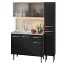 Ver imagem 3 de Armário de Cozinha Compacta 137cm com Pia Rustic/Preto Emilly Madesa 07