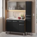 Ver imagem 1 de Armário de Cozinha Compacta 137cm com Pia Rustic/Preto Emilly Madesa 07