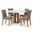 Ver imagem 3 de Conjunto Sala de Jantar Mesa Lisa 140cm com Tampo MDF e Vidro Redonda 4 Cadeiras Lily