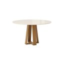 Ver imagem 6 de Conjunto Sala de Jantar Mesa Lisa 140cm com Tampo MDF e Vidro Redonda 4 Cadeiras Lily