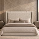 Ver imagem 2 de Cabeceira de Cama Casal Estofada Boucle 168cm com Almofada Luxuosa