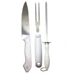 Kit para Churrasco 03 Peças Chaira Faca e Garfo Inoxidável - 2