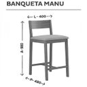 Ver imagem 3 de Banqueta Assento Estofado Madeira Maciça Manu Marrom/Nogueira