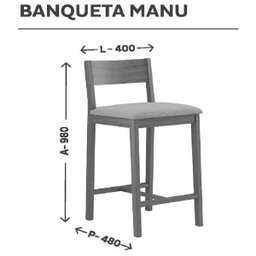 Banqueta Assento Estofado Madeira Maciça Manu - 3