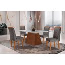 Ver imagem 1 de Conjunto: Mesa Sala Jantar Luna C/ Tampo Madeirado C/ Vidro Canto Curvo 120x80cm e 4 Cadeiras