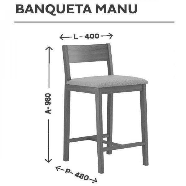 Banqueta Assento Estofado Madeira Maciça Manu - 3