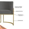 Kit 3 Poltronas Decorativa Sala de Estar Luana Base Gold Suede Cinza - Montanaris Decor Md Montanari - 6