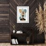 Quadro Mulher Yoga- Fundo Folhas - 60x48cm:madeira Branca - 2
