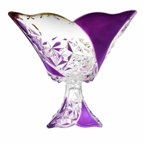 Centro de Mesa com Pé em Cristal Translúcido com Roxo - 15x30cm - Clássico e Elegante: Centro de Mes