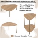 Ver imagem 2 de Kit Mesa de Centro e Lateral Organica Pes Metal Dourado Hanover Artesano