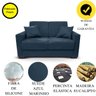 Sofá 2 Lugares Com Almofadas Gabrielly Suede Azul Marinho - 9