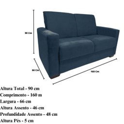 Sofá 2 Lugares Com Almofadas Gabrielly Suede Azul Marinho - 7