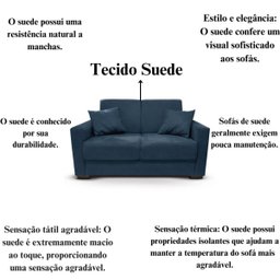 Sofá 2 Lugares Com Almofadas Gabrielly Suede Azul Marinho - 8
