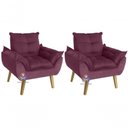 Ver imagem 2 de Kit 02 Poltrona Opala Suede Bordô