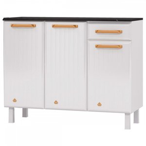 Balcão de Cozinha em Aço Diamante 3 Portas 1 Gaveta Branco 818134 - Telasul