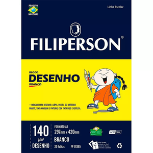 Papel para Desenho A3 Branco 140g/m2 - Filiperson