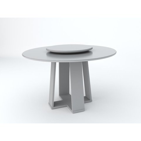 Mesa de Jantar Redonda Isabela 1,35m com Tampo Giratório Off White/off White/off White - New Ceval