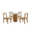 Ver imagem 2 de Sala de Jantar 4 Lugares Mesa Jolie 100cm Tampo Redondo de Vidro e 4 Cadeiras Estofadas Copper Soft