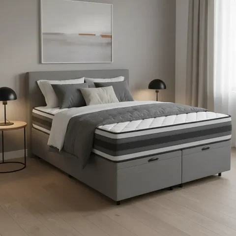 Cama Box Baú com Colchão de Espuma D45 Double Face Territory Hellen Queen 158cm