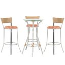 Ver imagem 1 de Kit de Mesa Bistrô com Tampo de Vidro Redondo 4 Banquetas em Alumínio e Fibra Sintética Ráfia