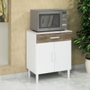 Ver imagem 1 de Balcão Armário Organizador Microondas Simples Cozinha Branco/rústico