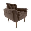 Ver imagem 1 de Poltrona Decorativa Confortável Pés em Madeira Maciça Xangai Veludo Marrom Matrix