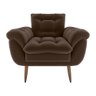 Poltrona Decorativa Confortável Pés em Madeira Maciça Xangai Veludo Marrom Matrix - 2