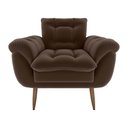 Ver imagem 2 de Poltrona Decorativa Confortável Pés em Madeira Maciça Xangai Veludo Marrom Matrix