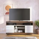 Ver imagem 1 de Rack Bancada Yara para Sala de Tv até 47 Polegadas Nogueira Real Off White Colibri
