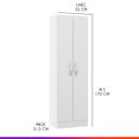 Ver imagem 3 de Armário Roupeiro 52 x 170 cm 2 Portas Prateleiras MDP Branco 3000 - Prime