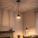 Ver imagem 3 de Kit 8 Pendentes 16x9cm Luminárias Bivolt Madeira Mdf Tiffany Dital Iluminação Interna Decoração
